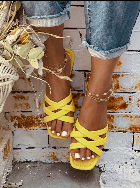 Yellow strappy sandal