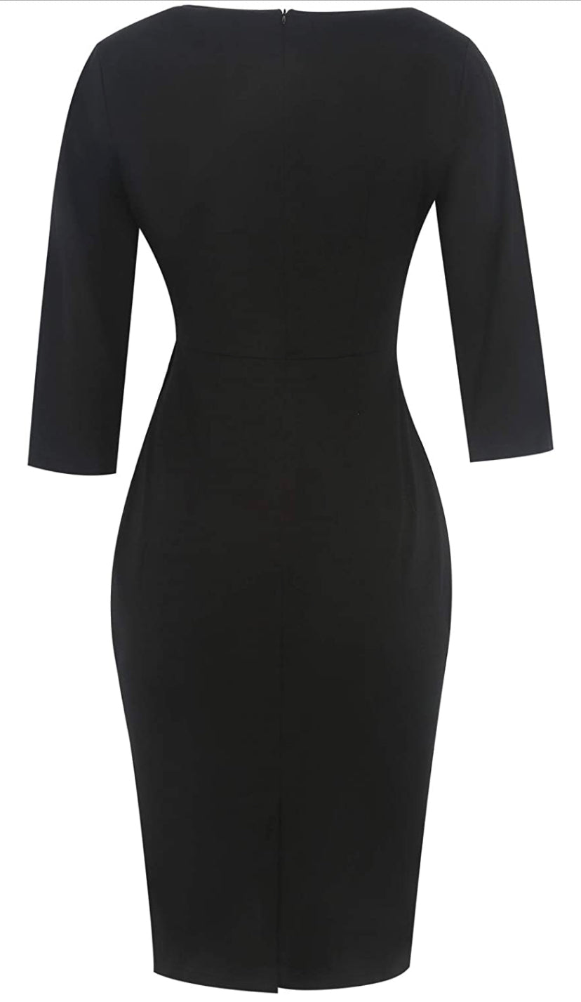 Black Round Neck Pencil Dress